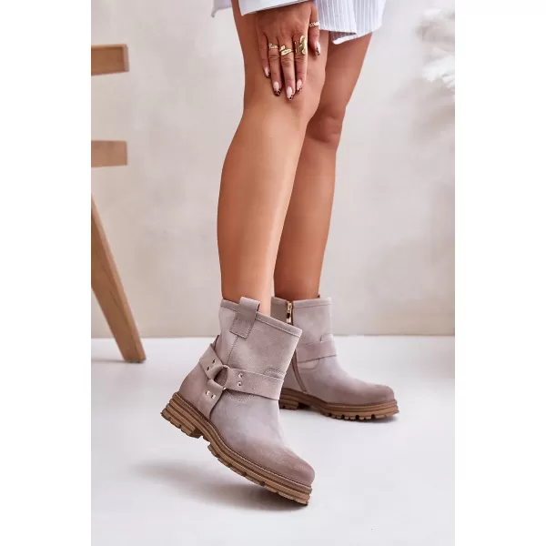  Pantofi de dama cu toc BOTO CAPPUCINO 33658 VELUR 