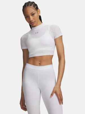 Tricou pentru femei UNDER ARMOUR HEATGEAR ELITE CROP MCK SS 6014710-100 ALB