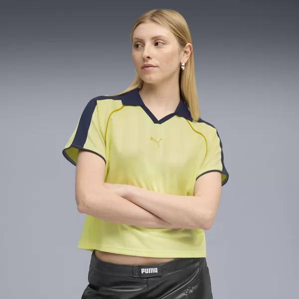  Tricou funcțional de damă PUMA T7 RELAXED FOOTBALL JERSEY 632157-35 LUNA DE AUR 