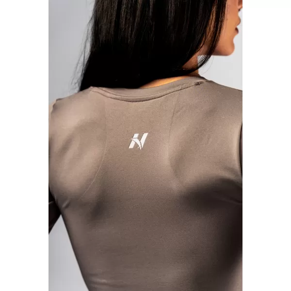  Crop top fără cusături, cu mâneci lungi POWER 892 LIGHT BROWN ASH Nebbia 