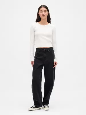 Tricou de damă GAP LONGSLEEVE LOGO TEE 801017-00 ERICA GRI PAL