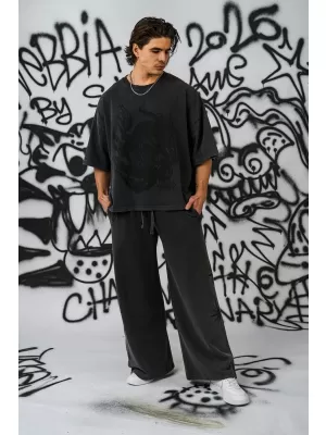 Tricou supradimensionat pentru bărbați NEBBIA x Sexsdreams 810 NEGRU