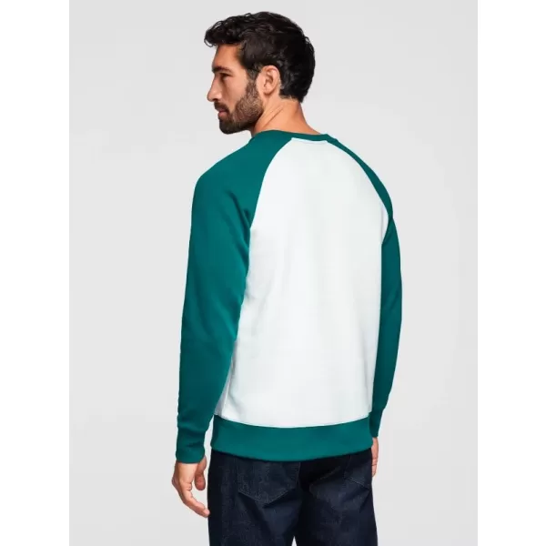  Hanorac pentru bărbați OMBRE OM-SSNZ-0239 CREM ȘI VERDE ÎNCHIS 