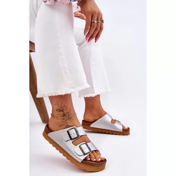  Papuci dama BIG STAR LL274476 SILVER Pantofi Big Star 