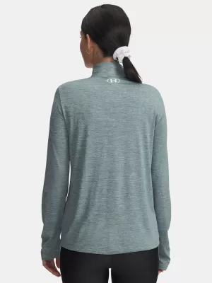 Tricou pentru femei UNDER ARMOUR TECH 1/2 ZIP- TWIST 1384225-587 ALBASTRU