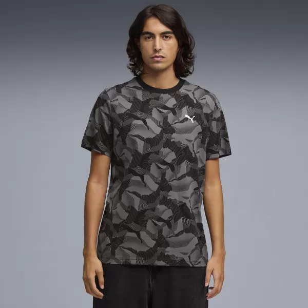  Tricou pentru bărbați PUMA ESS LOGO LAB AOP TEE 692027_01 PUMA NEGRU 