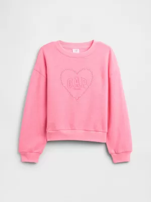 Hanorac pentru copii GAP CREW SWEATSHIRT 839163-00 INIMA ROZ