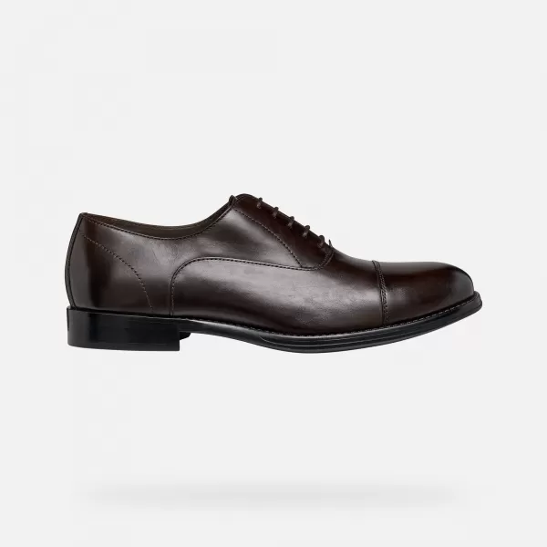  Pantofi rochie pentru bărbați GEOX BARBERIGO G014409 MARO ÎNCHIS 
