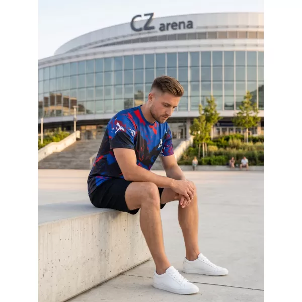  Tricou premium pentru bărbați ALTISPORT VOJ/ALM131TR01 ALBASTRU/NEGRU 