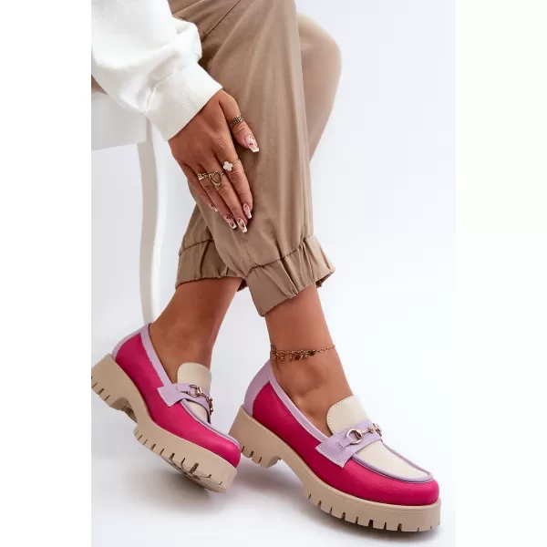  Mocasini de dama ZAZOO 3475 BEJ/FUSCHIA/LILIAC 
