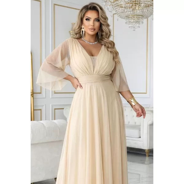  Rochie NUMOCO 654-2 BEJ ȘAMPANIE 
