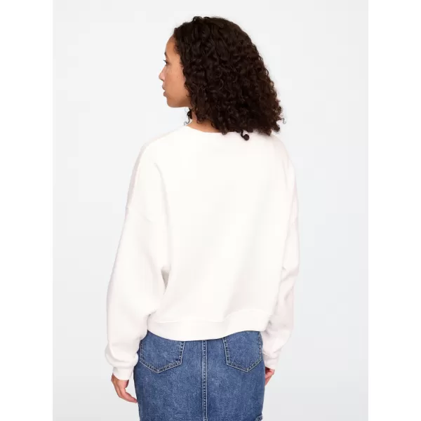  Hanorac de dama GAP HERITAGE LOGO WEDGE NECK SWEATSHIRT 744527-00 GRAFIC INIMA ALBĂ 