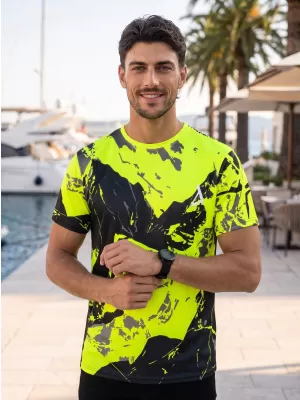 Tricou premium pentru bărbați ALTISPORT VOJ/ALM131TR01 GALBEN FLUO/NEGRU