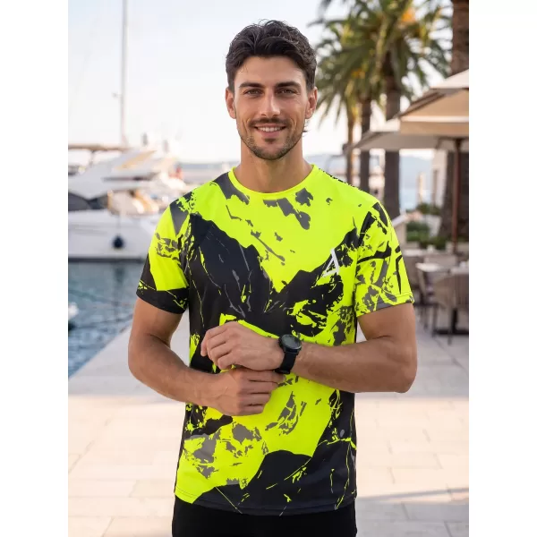  Tricou premium pentru bărbați ALTISPORT VOJ/ALM131TR01 GALBEN FLUO/NEGRU 