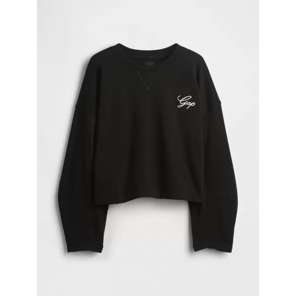  Hanorac de dama GAP LOGO HORSESHOE SWEATSHIRT 767368-01 NEGRU ADEVĂRAT 