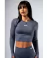 Crop top fără cusături, cu mâneci lungi POWER 892 GREY Nebbia