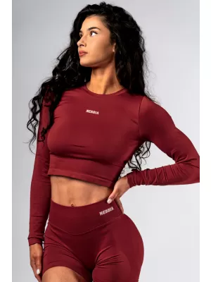 Crop top fără cusături, cu mâneci lungi POWER 892 RED Nebbia