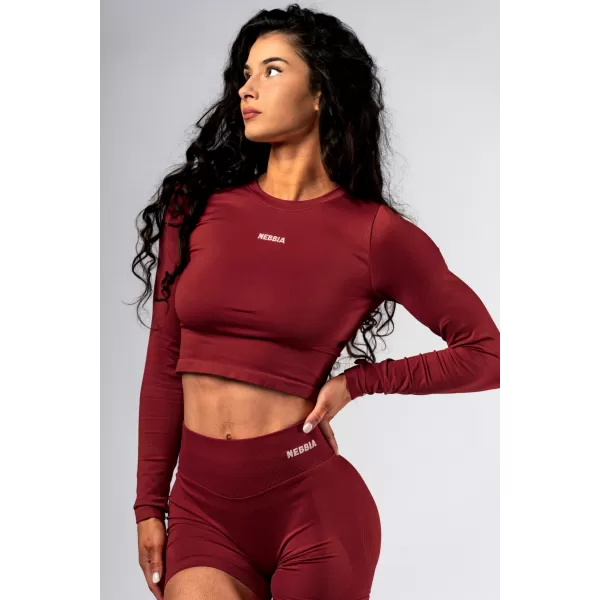  Crop top fără cusături, cu mâneci lungi POWER 892 RED Nebbia 