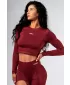 Crop top fără cusături, cu mâneci lungi POWER 892 RED Nebbia