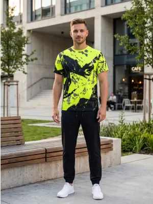 Tricou premium pentru bărbați ALTISPORT VOJ/ALM131TR01 GALBEN FLUO/NEGRU