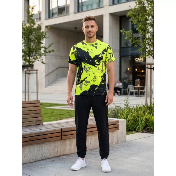  Tricou premium pentru bărbați ALTISPORT VOJ/ALM131TR01 GALBEN FLUO/NEGRU 