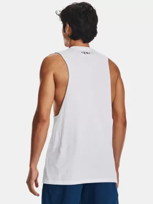 Maiou bărbătesc UNDER ARMOUR LEFT CHEST CUT OFF TANK 1329286-100 ALB