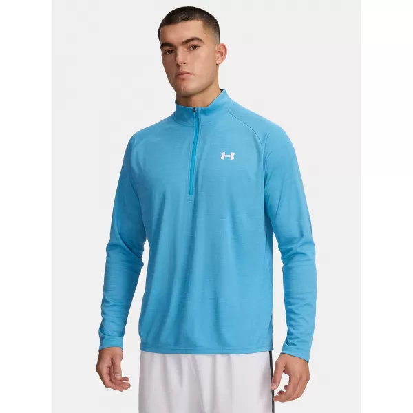  Tricou pentru bărbați UNDER ARMOUR UA TECH TEXTURED 1/2 ZIP 1382797-453 ALBASTRU 