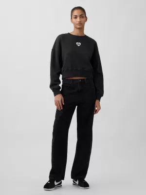Hanorac de dama GAP CREW CROP SWEATSHIRT 852831-01 NOAPTE FĂRĂ LUNĂ