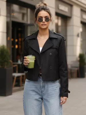 Palton de damă DSTREET NY0770 NEGRU
