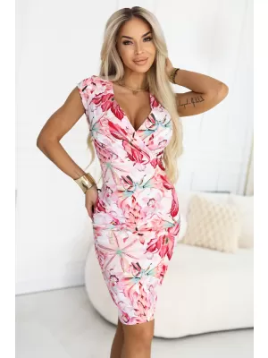 Rochie NUMOCO 379-6 ALB CU FLORI