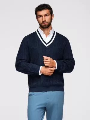Pulover pentru bărbați OMBRE OM-SWSW-0151 ALBASTRU MARIN