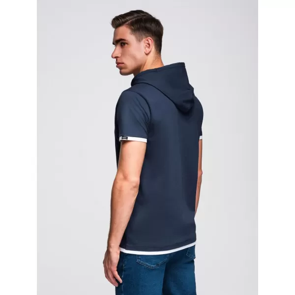  Tricou pentru bărbați OMBRE OM-TSCT-0256 ALBASTRU MARIN 