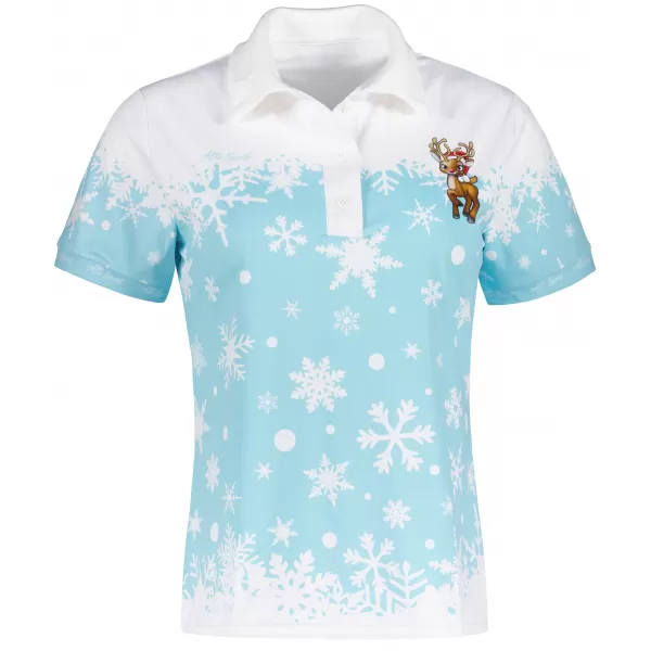  Tricou de Crăciun de damă cu guler premium ALTISPORT VOJ/ALWVN3TR05 ALBASTRU 