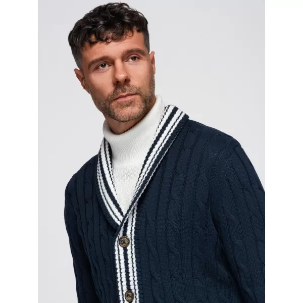  Cardigan pentru bărbați OMBRE OM-SWCD-0152 ALBASTRU MARIN 