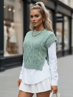 Pulover de dama DSTREET MY2218 VERDE DESCHIS