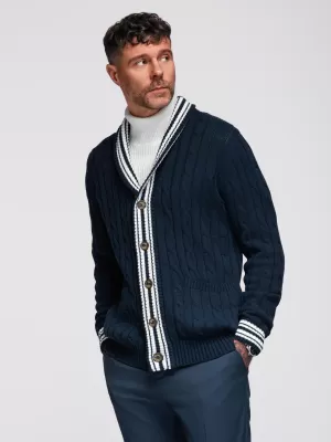 Cardigan pentru bărbați OMBRE OM-SWCD-0152 ALBASTRU MARIN