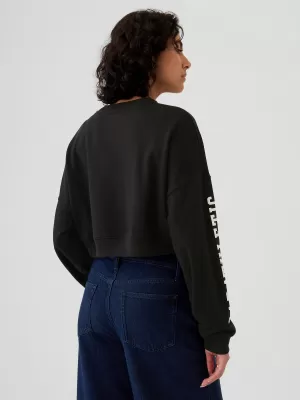 Hanorac de dama GAP DROP SHOULDER SUPER CROP SWEATSHIRT 498952-02 NEGRU ADEVĂRAT