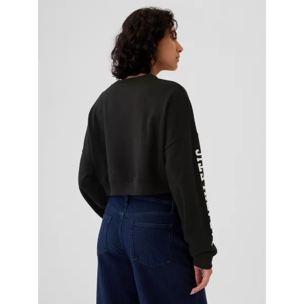  Hanorac de dama GAP DROP SHOULDER SUPER CROP SWEATSHIRT 498952-02 NEGRU ADEVĂRAT 