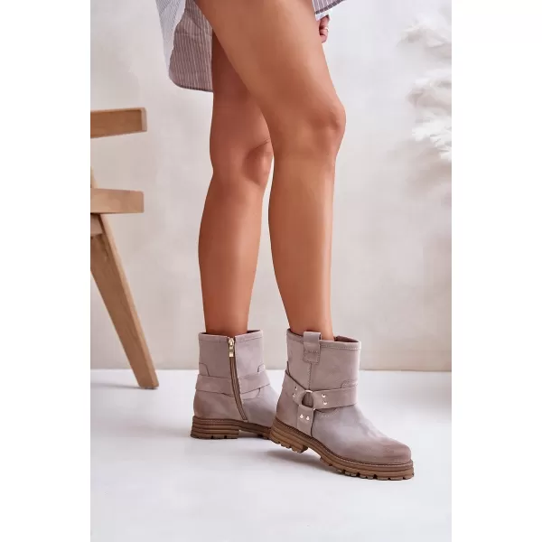  Pantofi de dama cu toc BOTO CAPPUCINO 33658 VELUR 