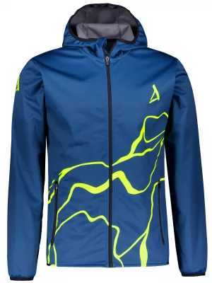 Jachetă softshell premium pentru bărbați ALTISPORT VOJ/ALM073JACK01 BLEUMARIN/GALBEN NEON