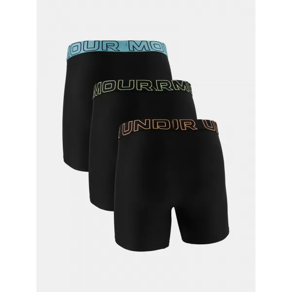  Boxeri pentru bărbați UNDER ARMOUR UA PERFORMANCE TECH - SOLID 6IN - 3PK 1383878-003 BLACK 