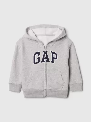 Hanorac pentru copii GAP LOGO HOODIE ZIP 723271-03 GRI DESCHIS DESCHIS