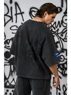 Tricou supradimensionat pentru bărbați NEBBIA x Sexsdreams 810 NEGRU