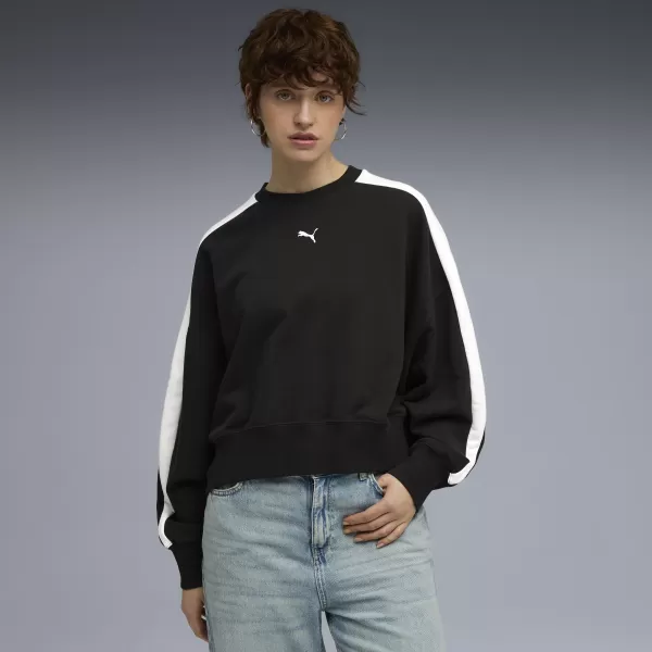  Hanorac de dama PUMA T7 OVER-OVERSIZED CREW 633439-01 PUMA NEGRU 