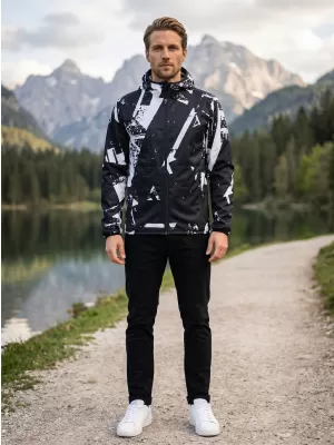 Jachetă softshell premium pentru bărbați ALTISPORT VOJ/ALM079JACK01 ALB-NEGRU