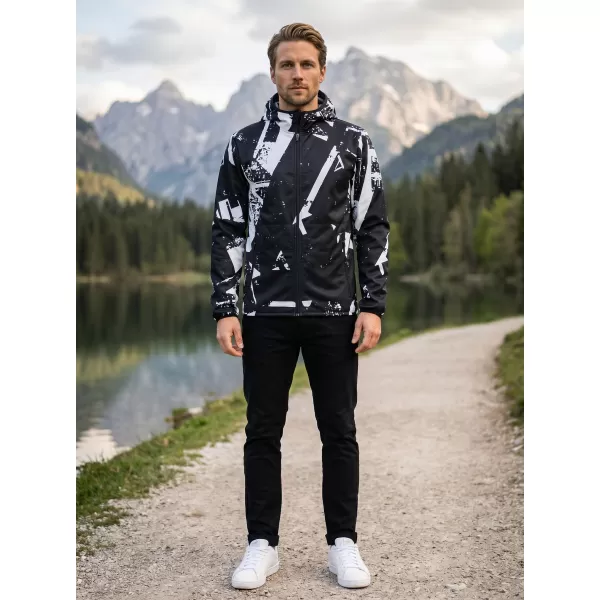  Jachetă softshell premium pentru bărbați ALTISPORT VOJ/ALM079JACK01 ALB-NEGRU 
