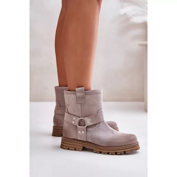  Pantofi de dama cu toc BOTO CAPPUCINO 33658 VELUR 