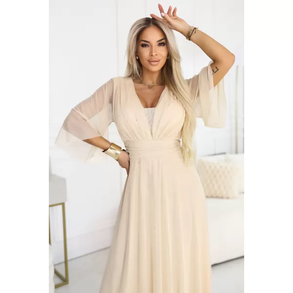  Rochie NUMOCO 654-2 BEJ ȘAMPANIE 