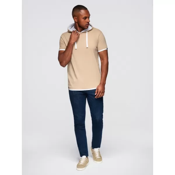  Tricou pentru bărbați OMBRE OM-TSCT-0256 BEJ 