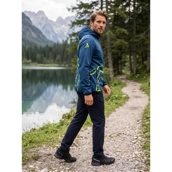  Jachetă softshell premium pentru bărbați ALTISPORT VOJ/ALM073JACK01 BLEUMARIN/GALBEN NEON 